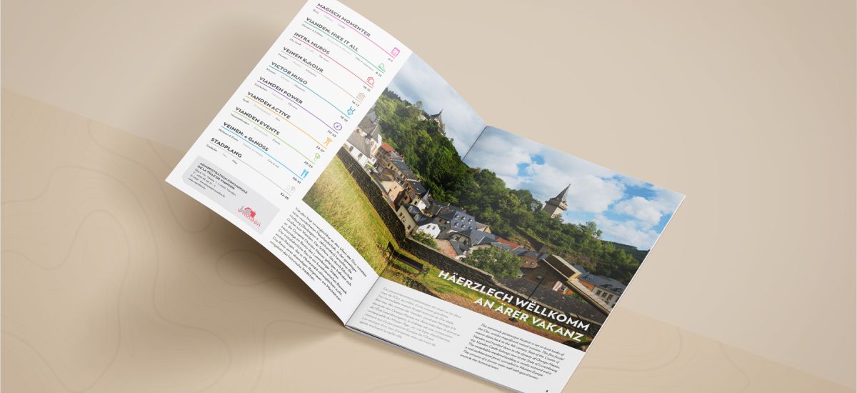The first two pages of the Visit Vianden brochure 2019, which contain the table of contents and a short introduction text.