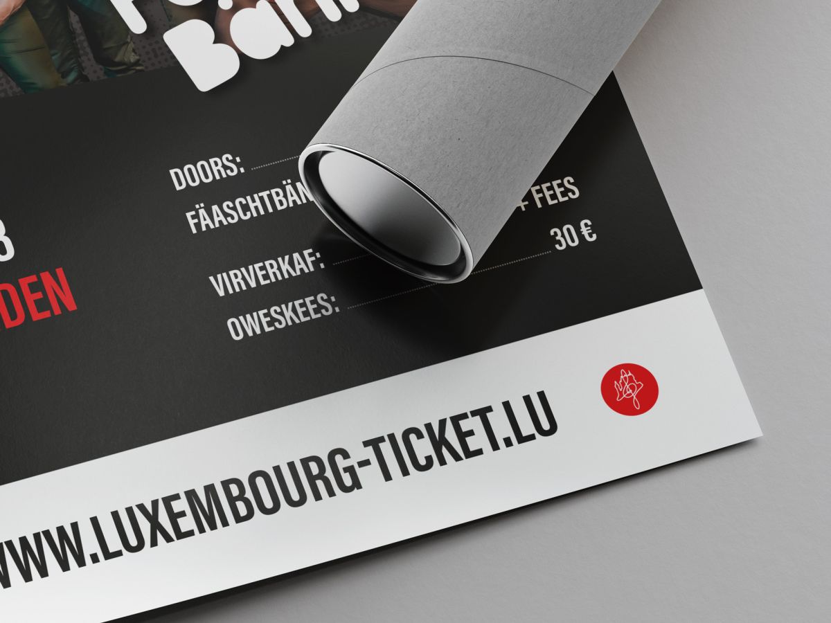 Detail of the poster showing the website where you can buy event tickets