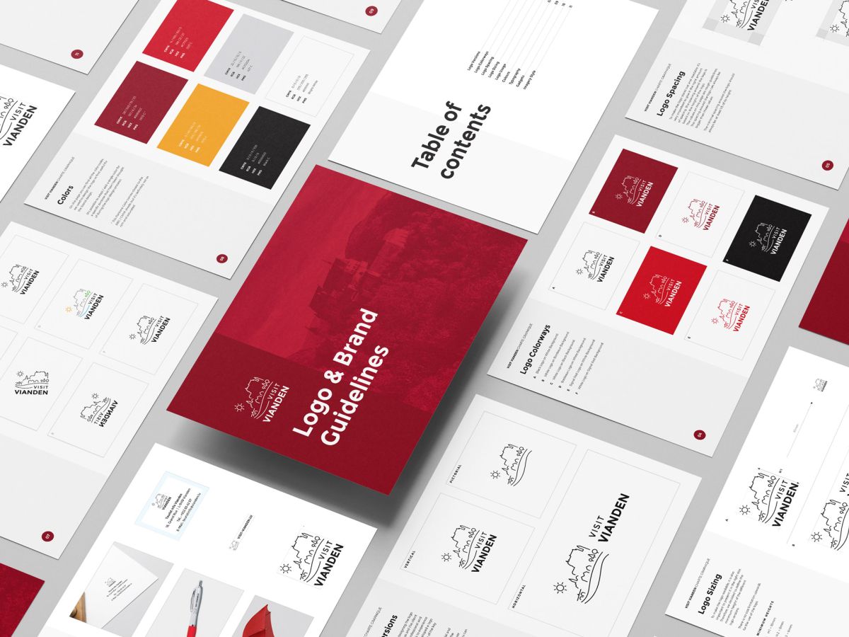 Logo & Brandguidelines of Visit Vianden presented in a grid layout.