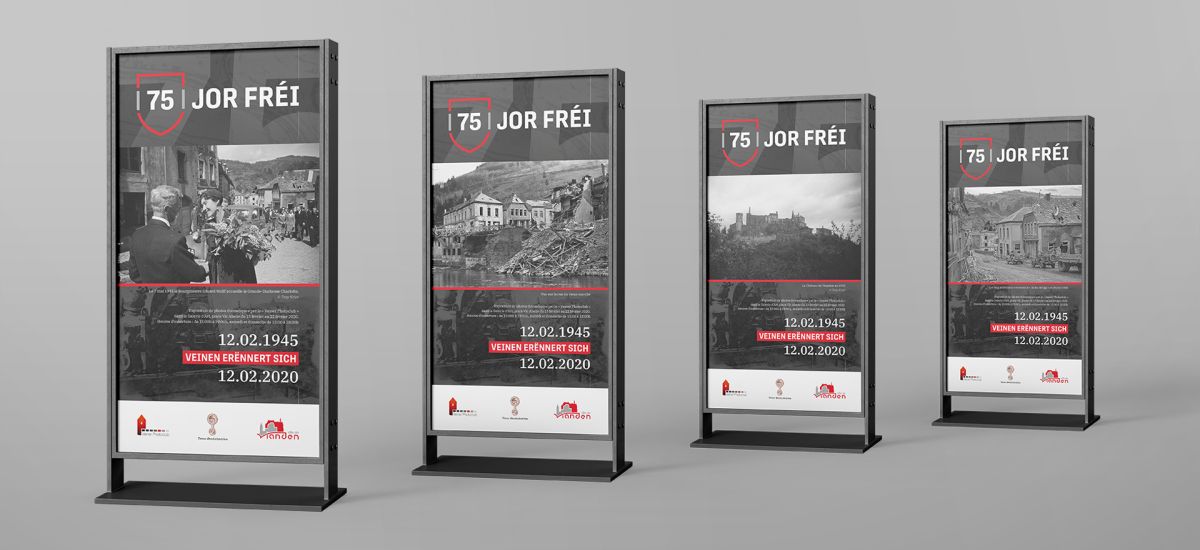 Additional layouts of the various displays with historical photos and explanatory texts showing the liberation of Vianden by the Americans in the Second World War.