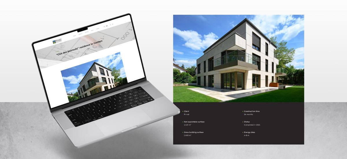 Laptop showing the “Clos des écureuils” residence in Contern.