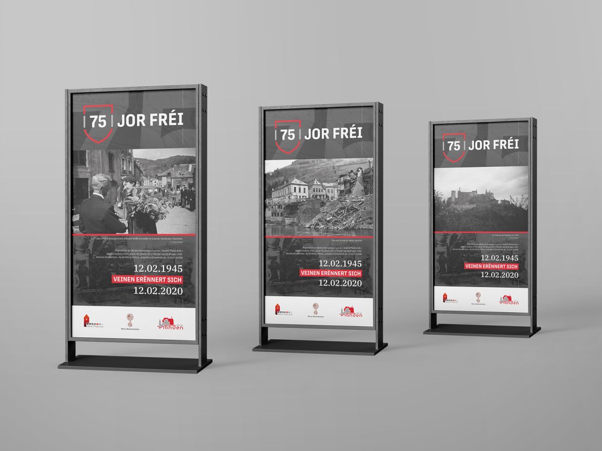 Additional layouts of the various displays with historical photos and explanatory texts showing the liberation of Vianden by the Americans in the Second World War.