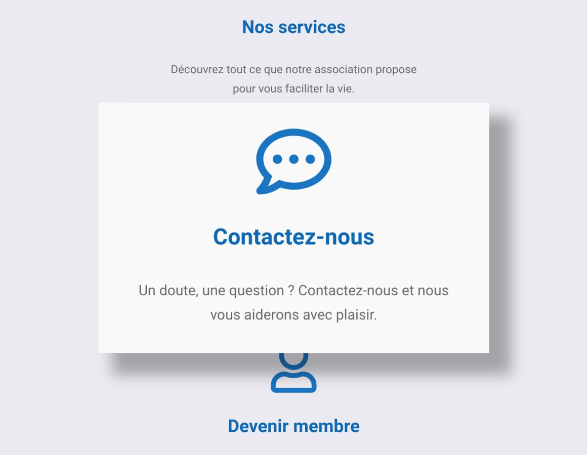 Layout des Kontakt-Widgets auf der Homepage von der AEE Asbl.