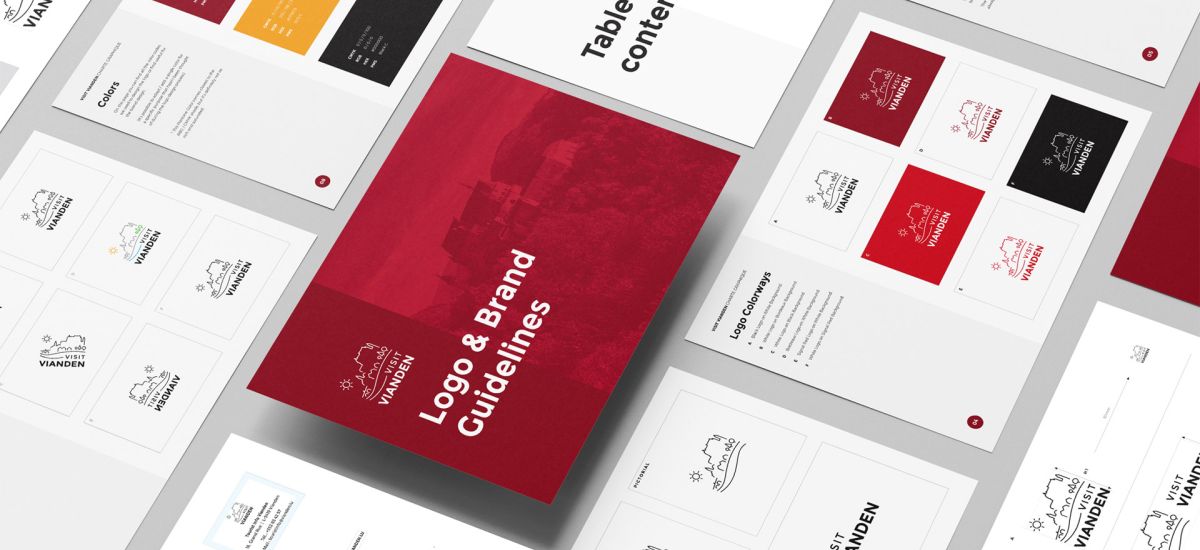 Logo & Brandguidelines of Visit Vianden presented in a grid layout.