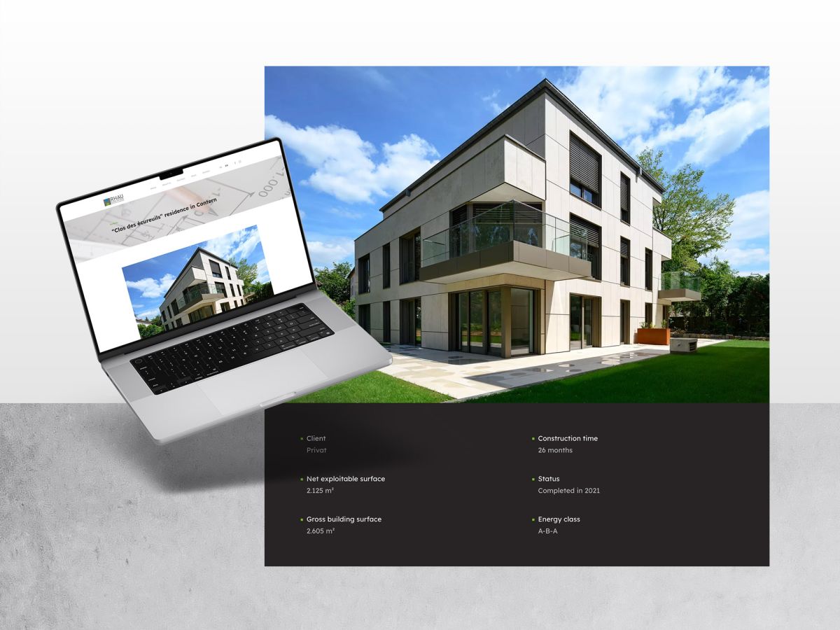 Laptop showing the “Clos des écureuils” residence in Contern.