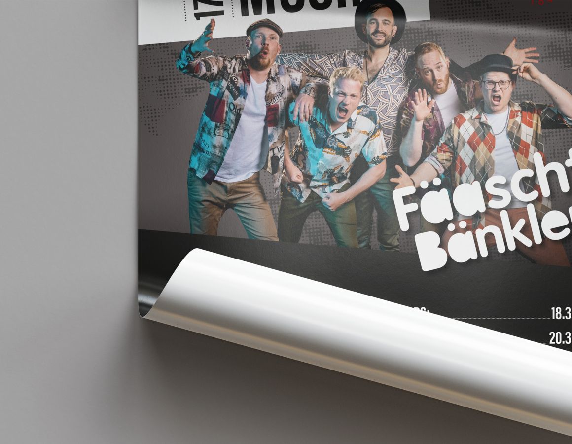 Partially rolled up poster for the 175th anniversary of the Veiner Musik