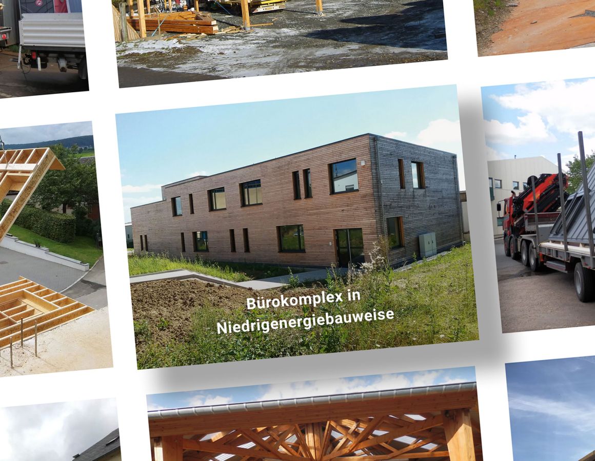Rasterdarstellung der verschiedenen von Holzbau Heidesch realisierten Projekte.
