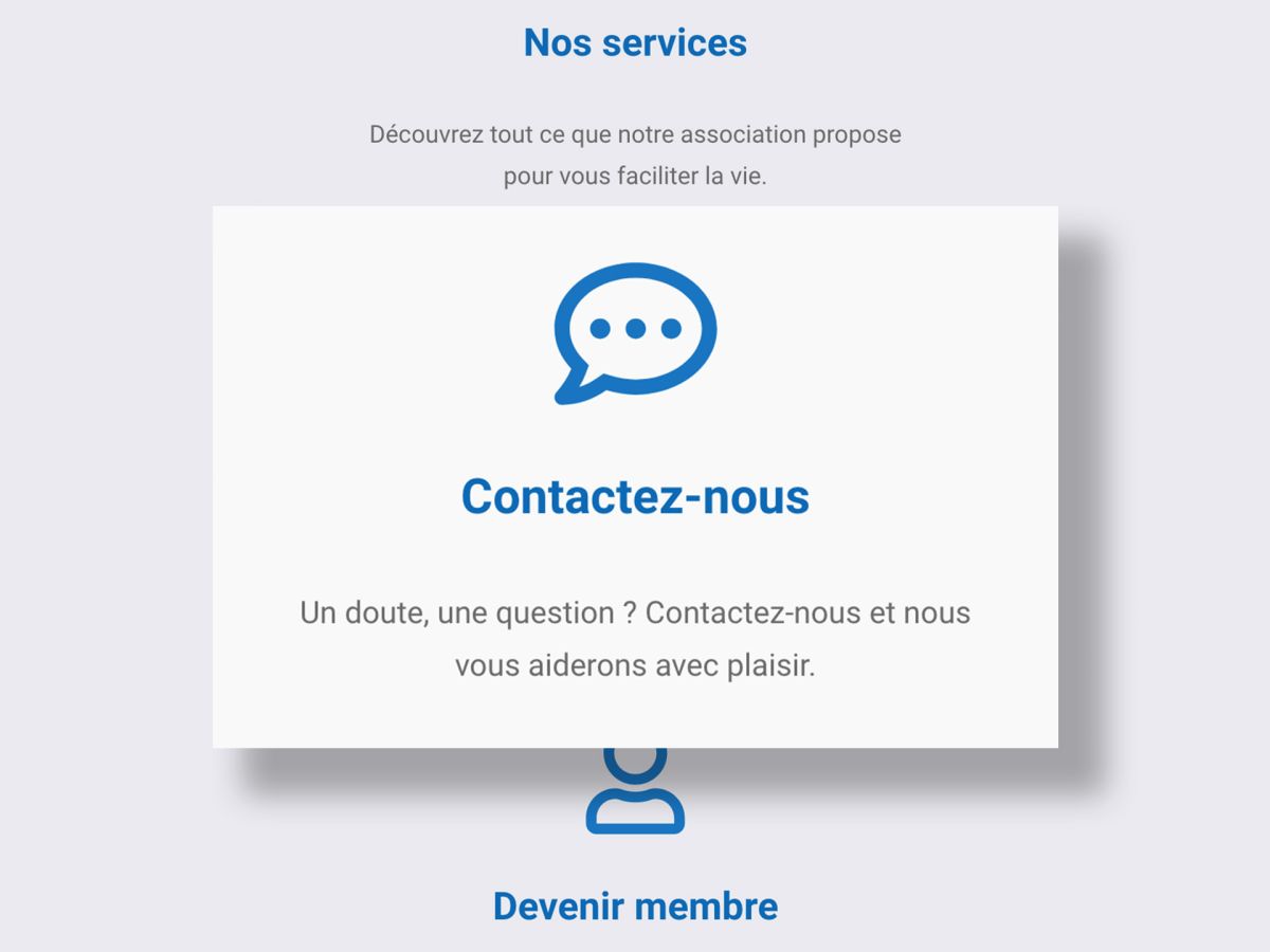 Layout of the contact widget on the homepage of AEE Asbl.