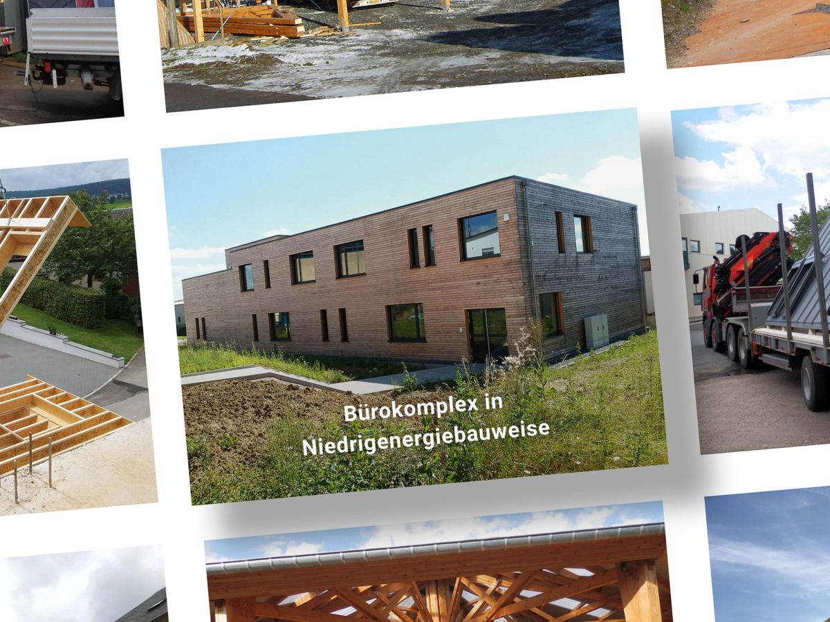 Grid layout showing the various projects realised by Holzbau Heidesch.